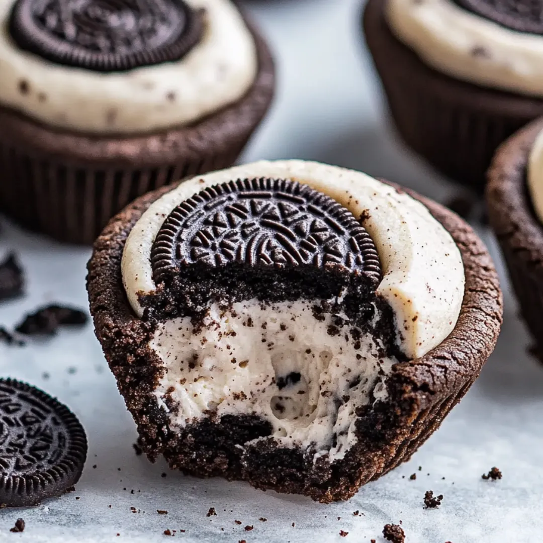 A cupcake with a bite taken out of it.