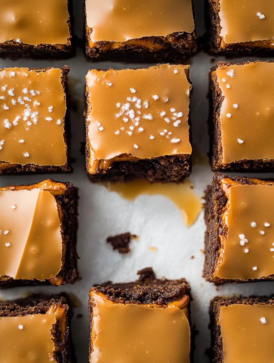 A close up of a brownie with caramel drizzle.