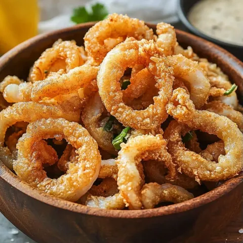 A bowl of fried onion rings.
