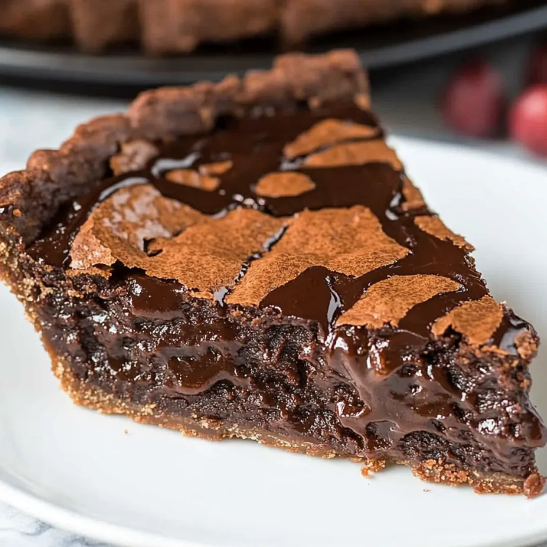 A slice of chocolate cake on a white plate.