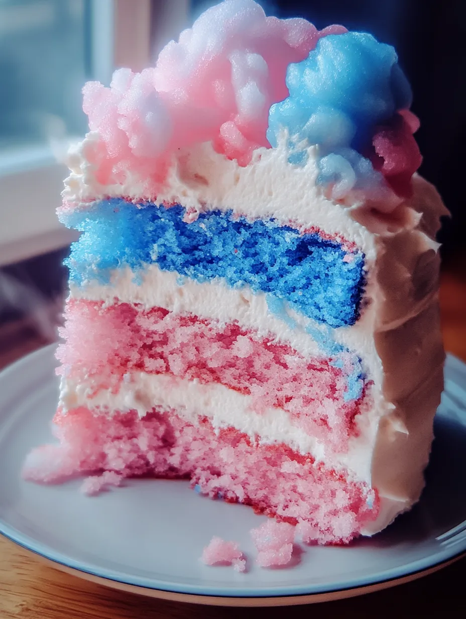 A slice of cake with red, white and blue frosting.