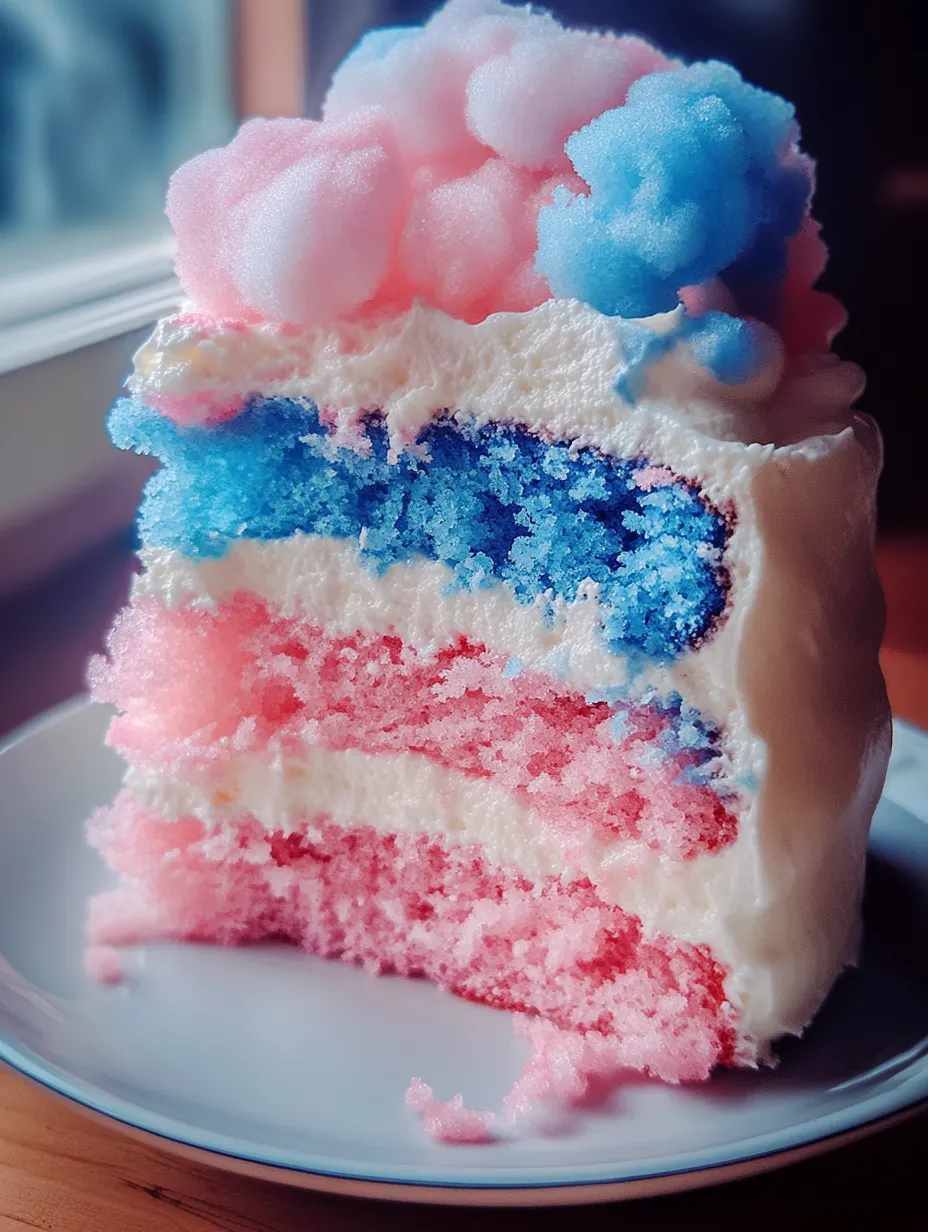 A slice of cake with red, white and blue frosting.