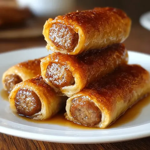 A plate of sausages with sauce.
