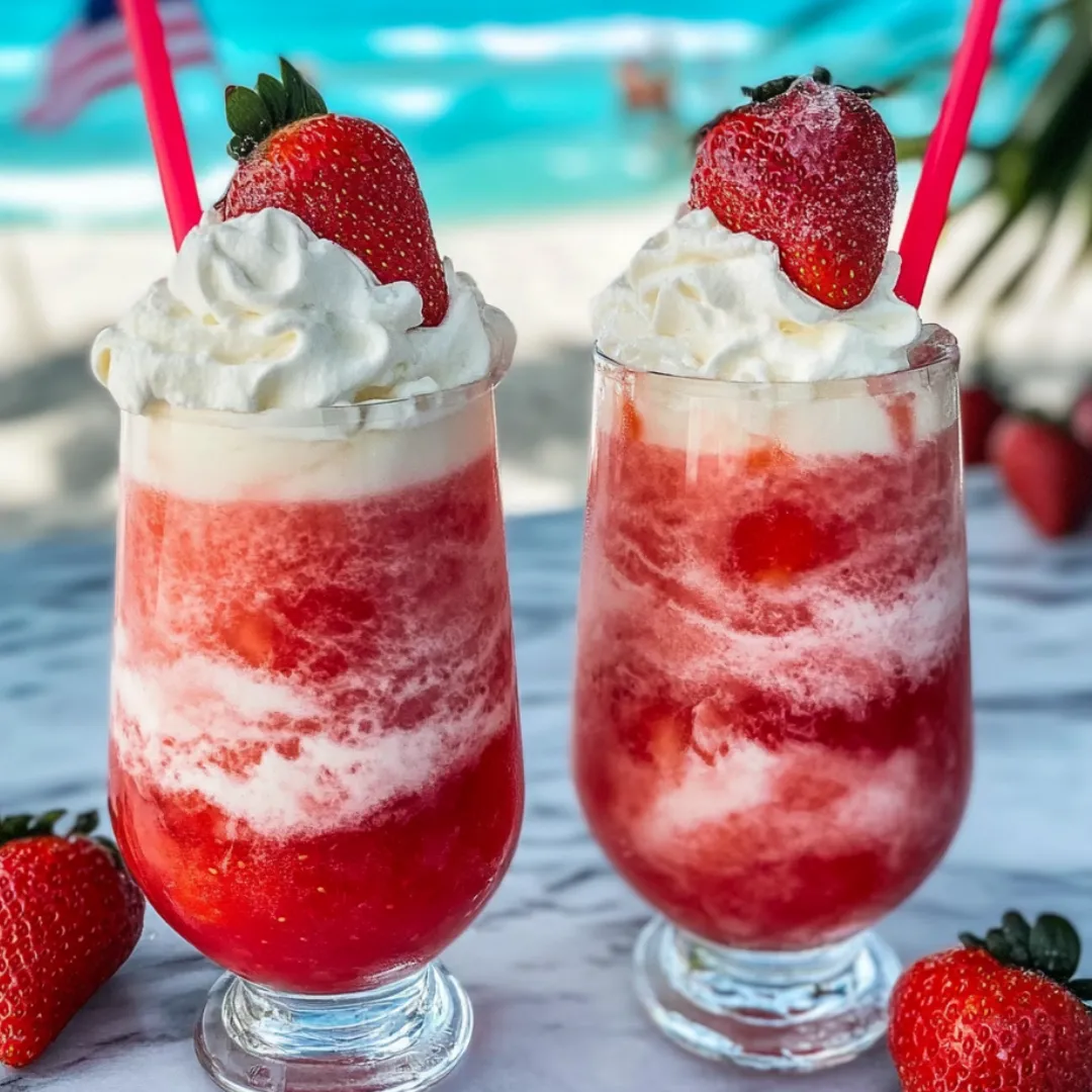 Two glasses of strawberry milkshake.