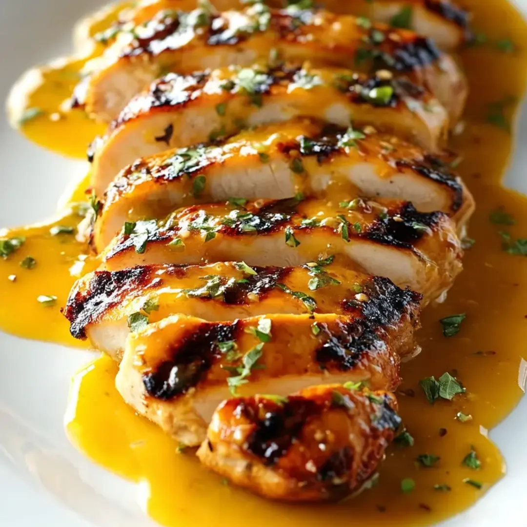 Chicken covered in sauce sitting on a plate.
