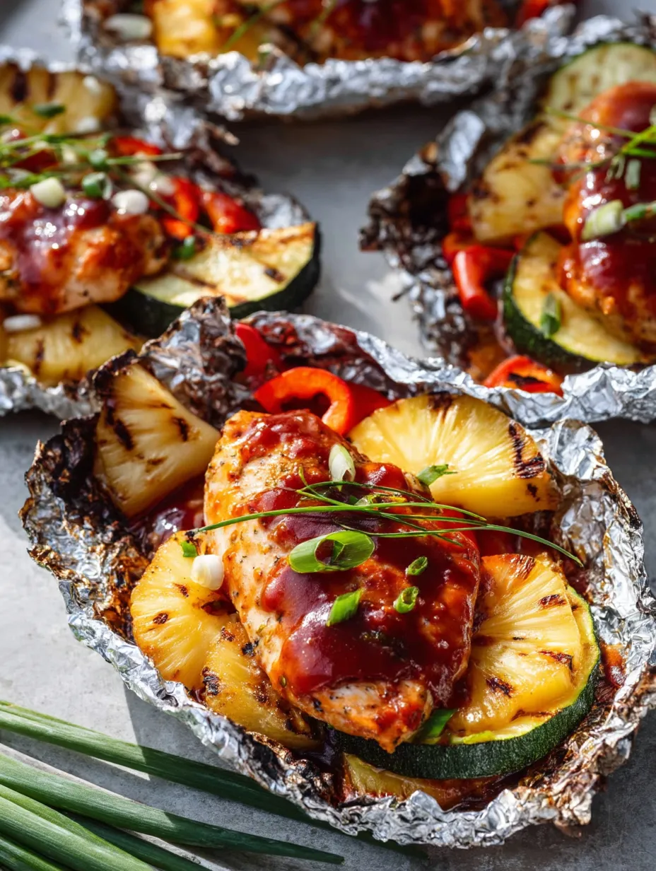Plate loaded with pineapple, squash, and chicken pieces.