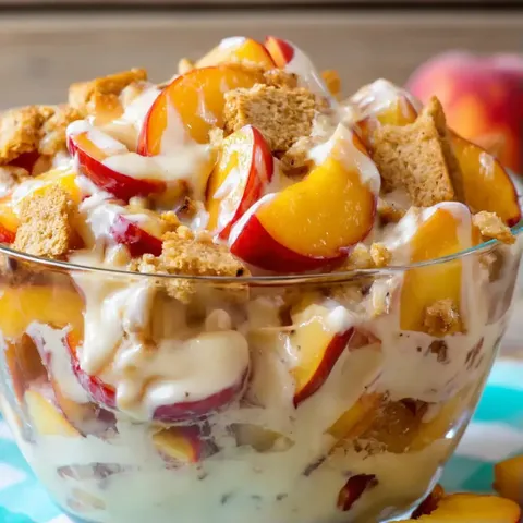 A bowl of peaches and cream.