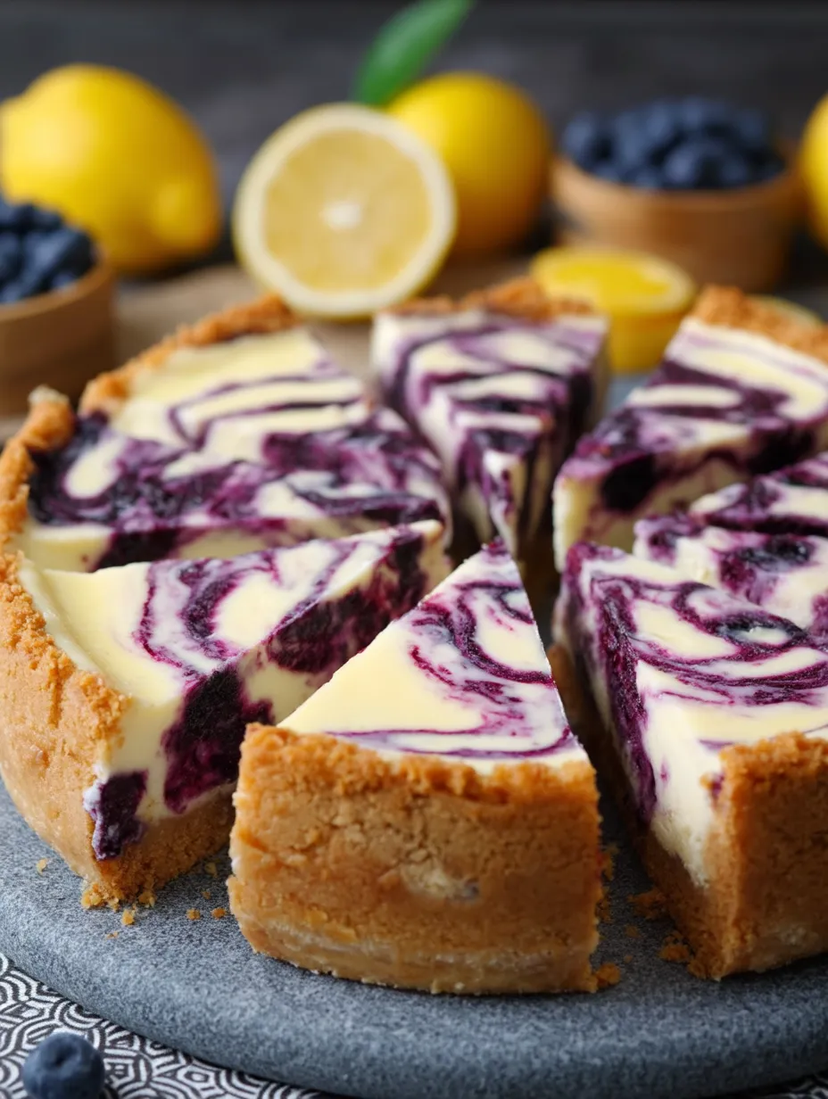 A wedge topped with blueberries and lemon curl.
