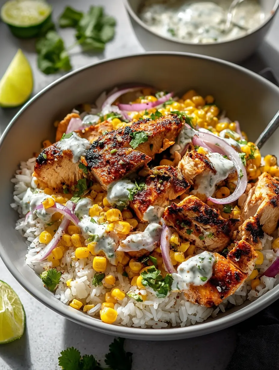 Rice and meat in a bowl with lime and onions.