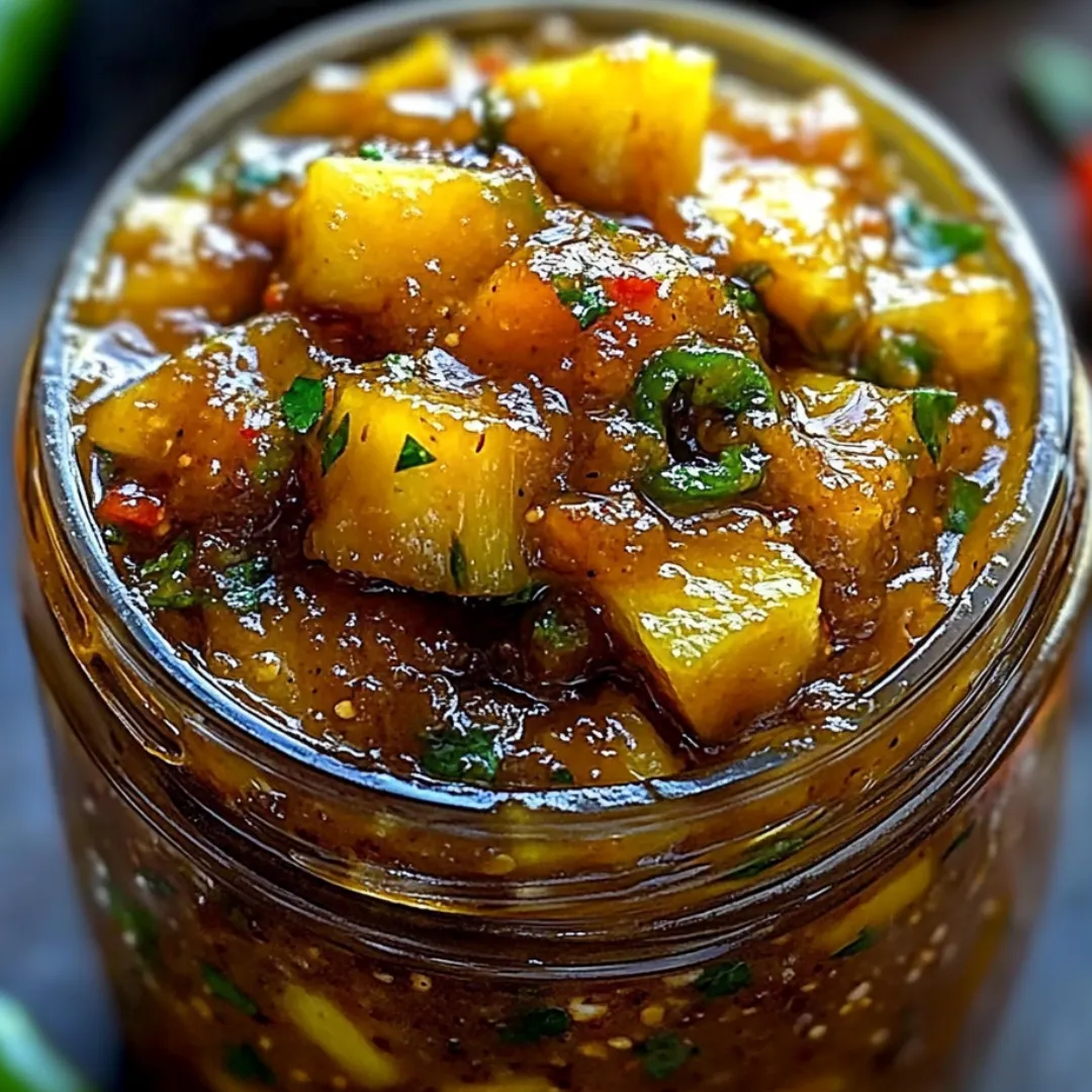 A jar of pineapple chutney.