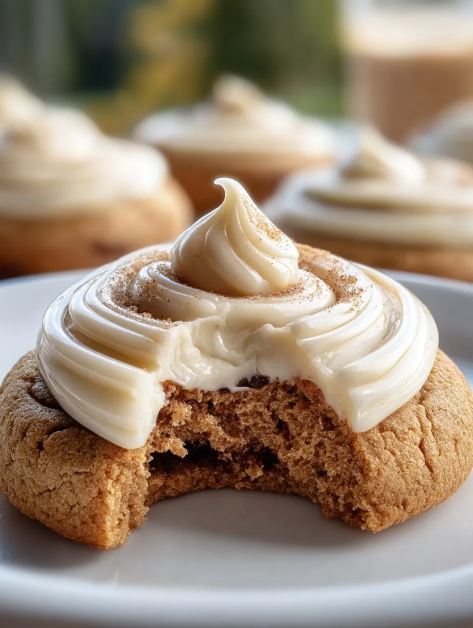 A cookie with white frosting and a brown top.