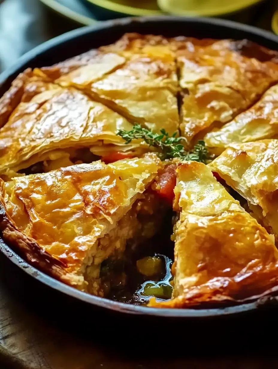 A slice of pie in a pan.