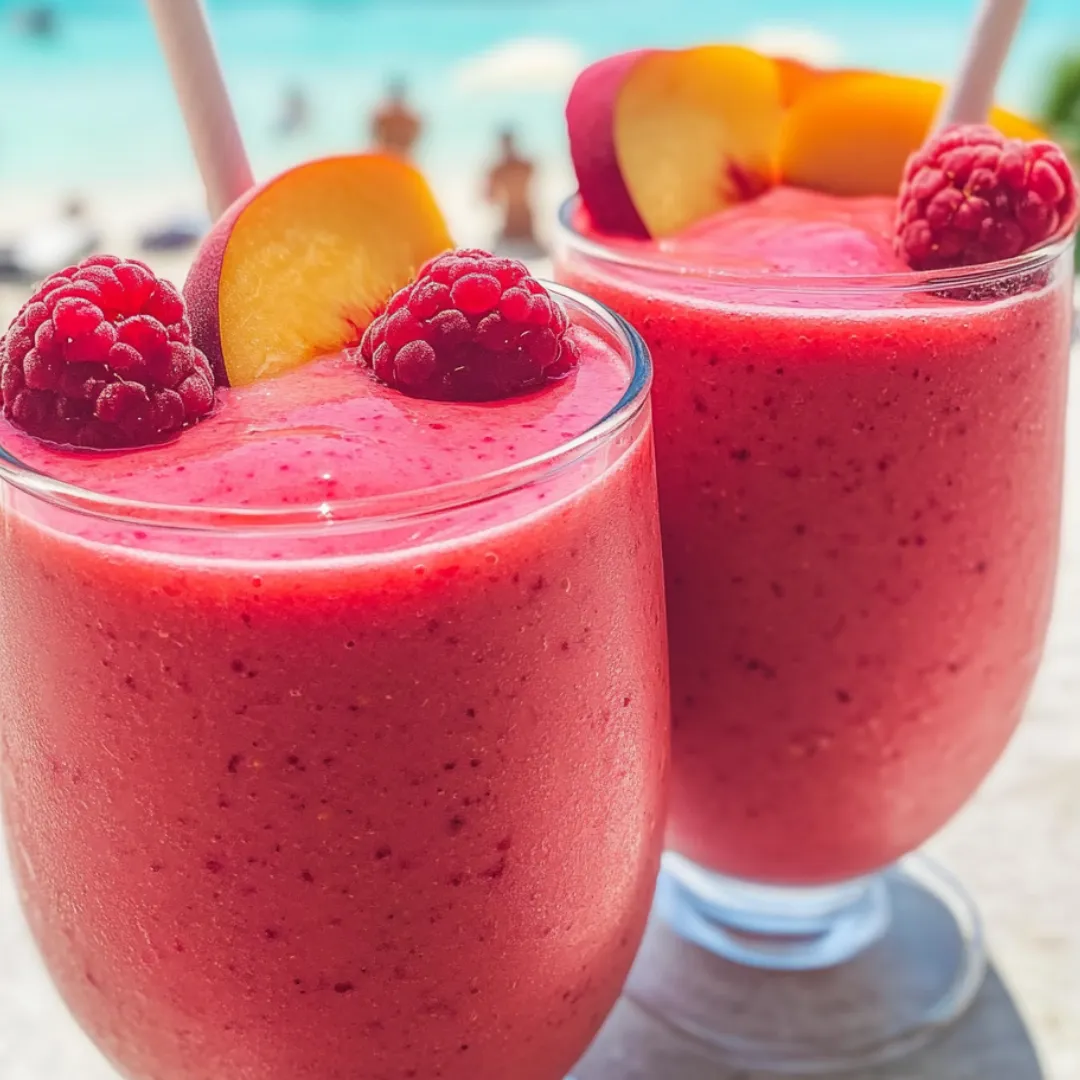 Two glasses of strawberry smoothie.