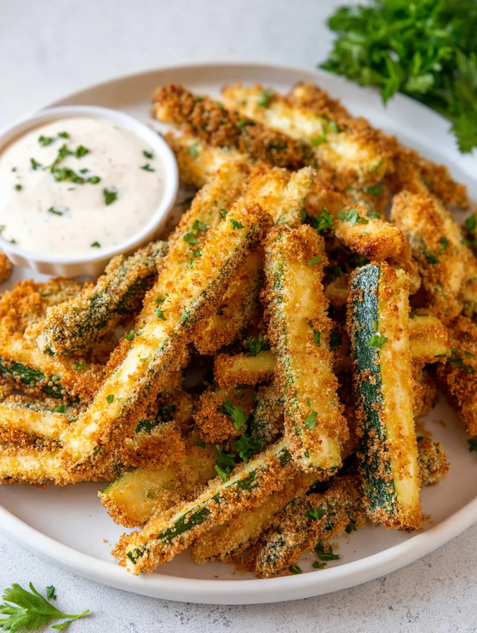 A plate of crispy food with a dipping sauce.