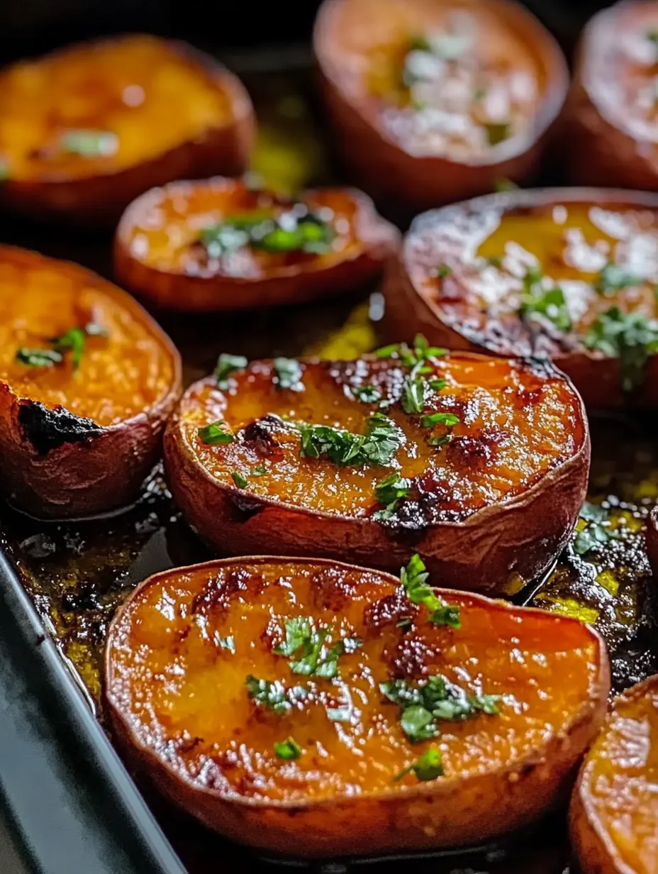 Sliced potatoes with herbs.