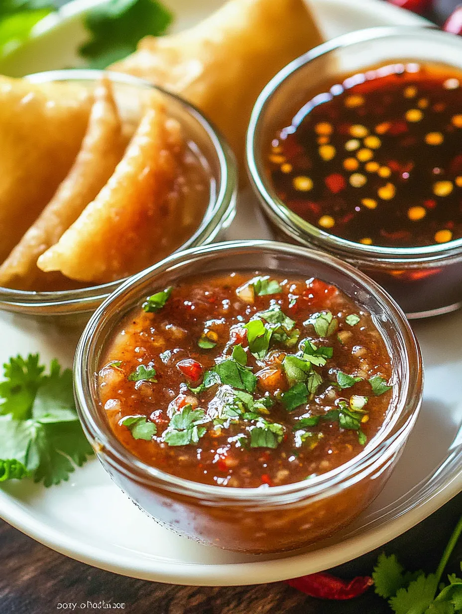 A plate with three bowls of food and a sauce.