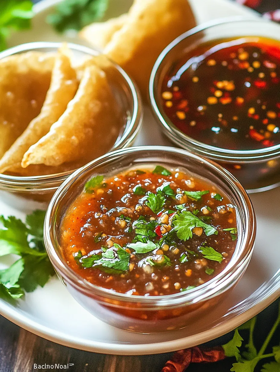 A plate with three bowls of food and a sauce.