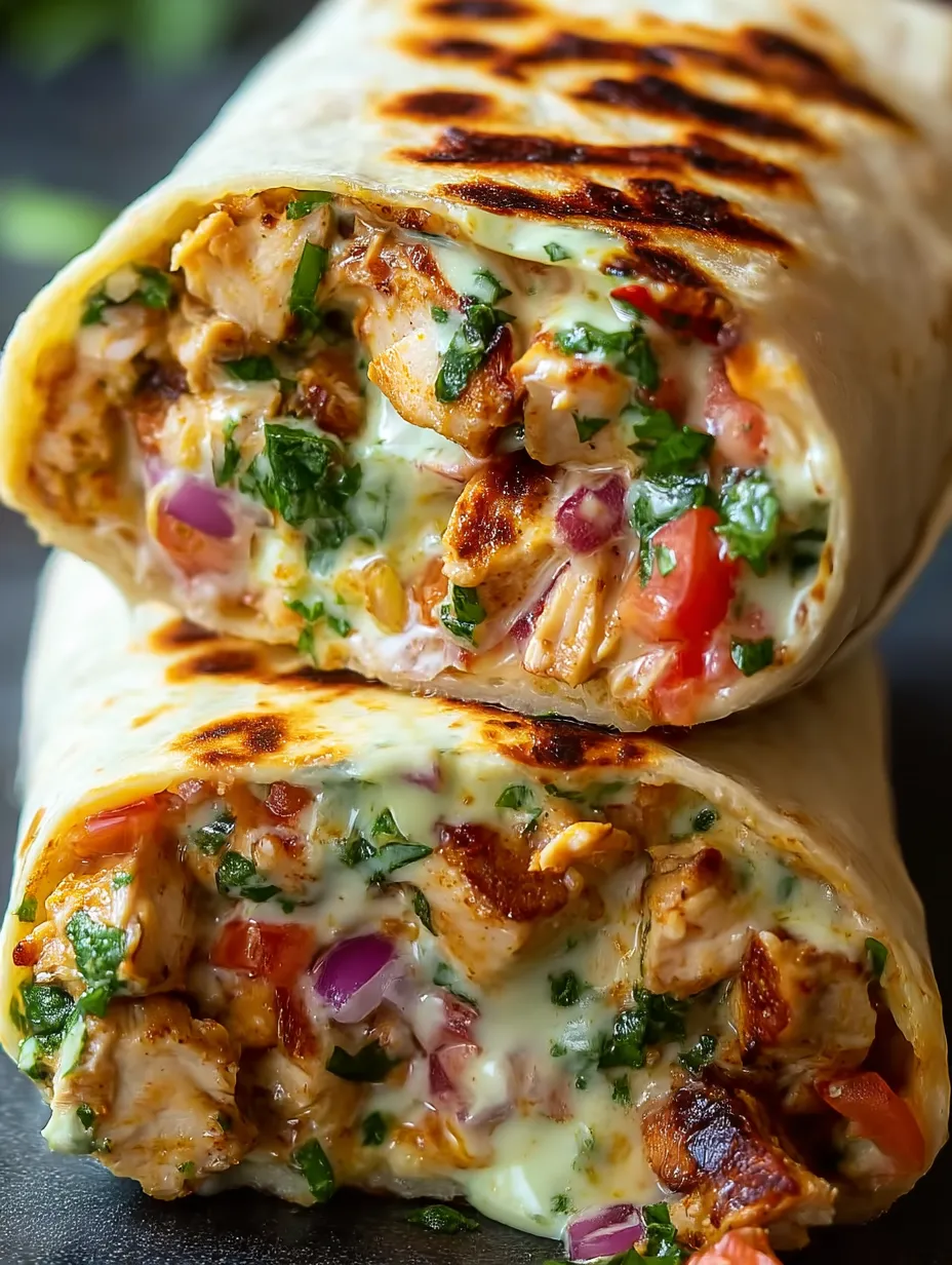 A chicken burrito with tomatoes and cheese.
