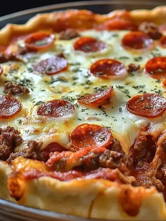 A pizza with pepperoni and cheese.