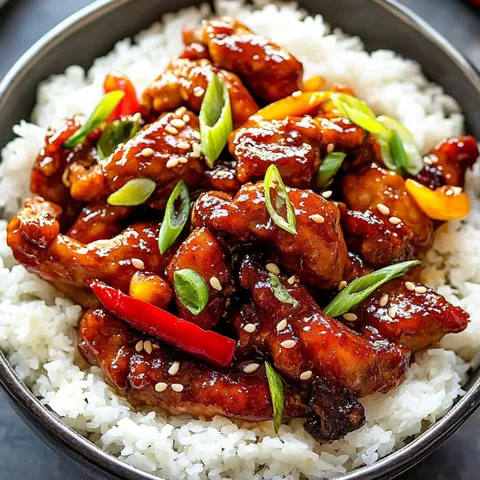 A bowl of chicken and rice.