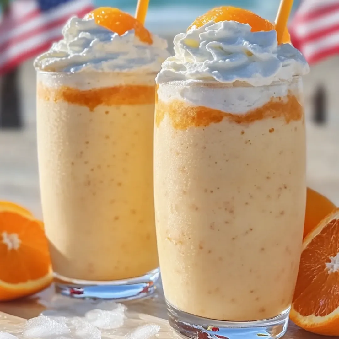 Two glasses of orange juice with oranges on the side.