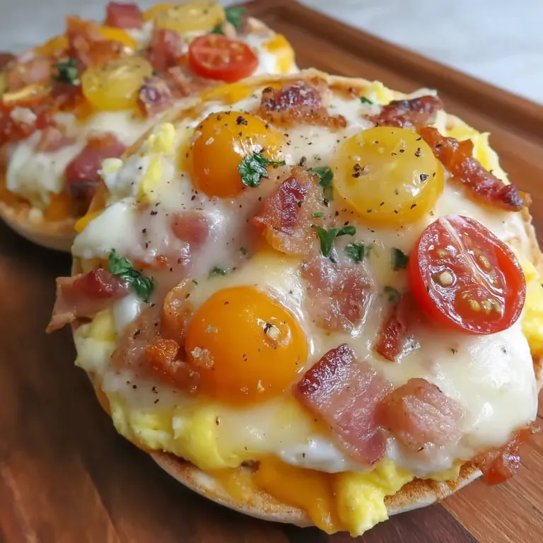 A breakfast sandwich with tomatoes and bacon.