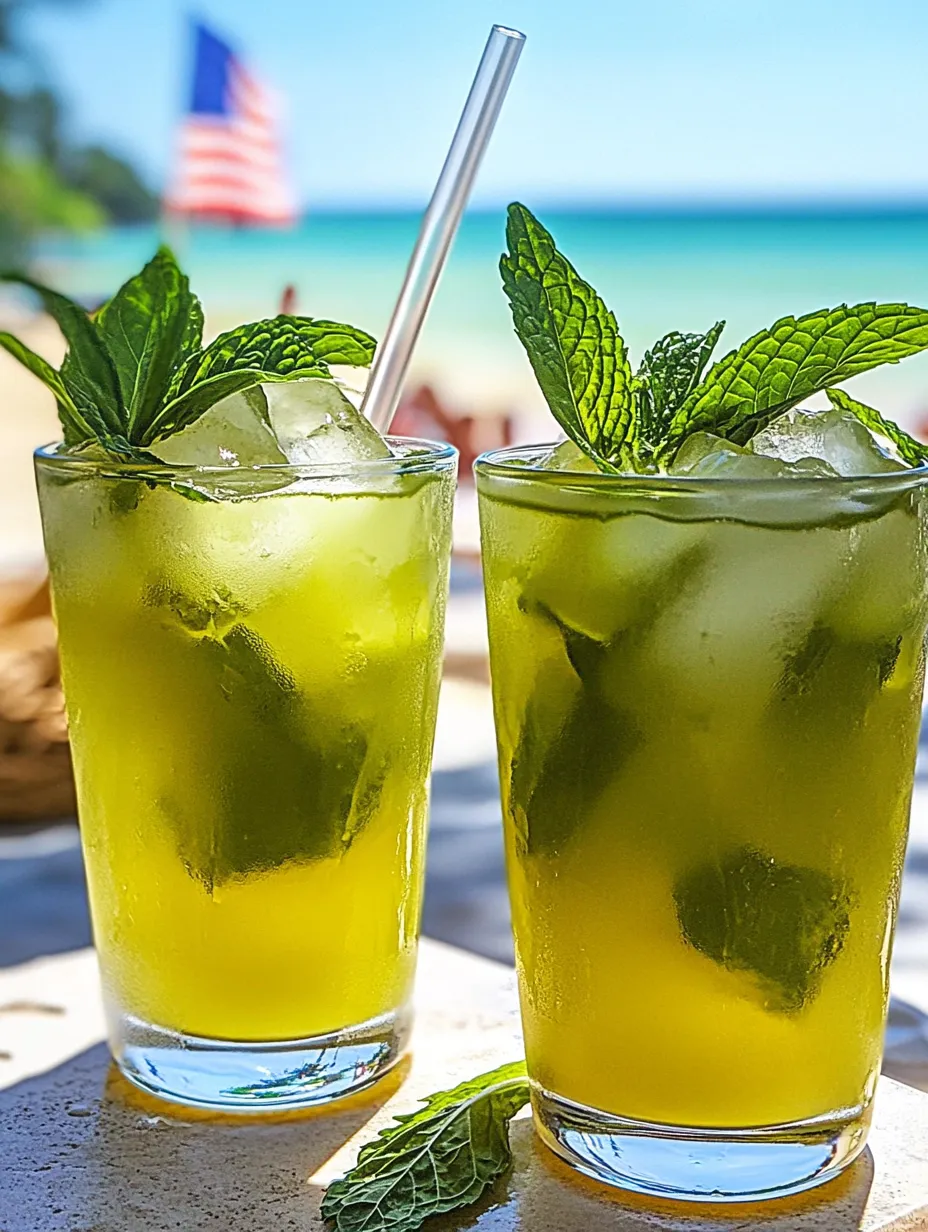 Two glasses of green tea with mint.
