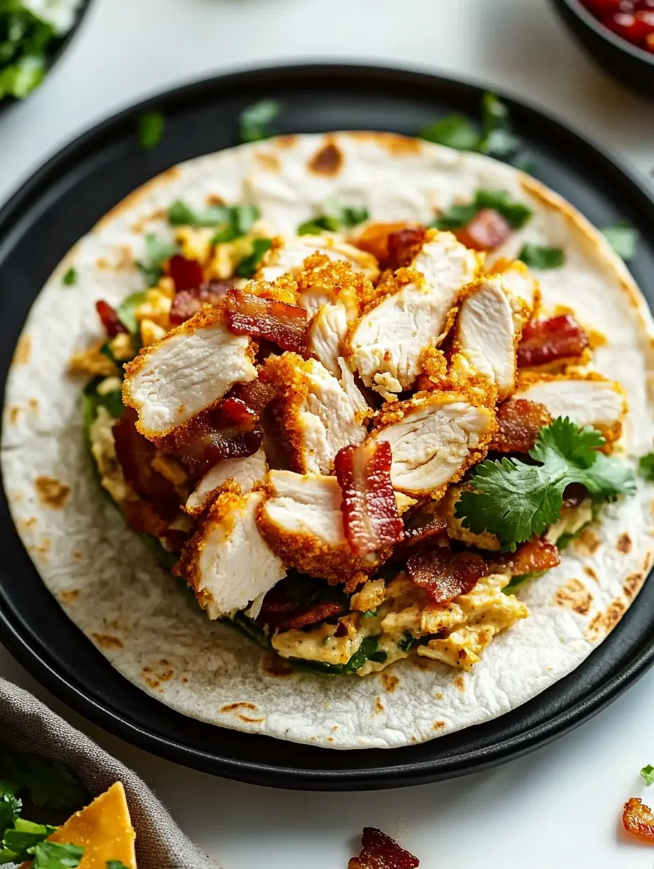 A plate of food with chicken and bacon.