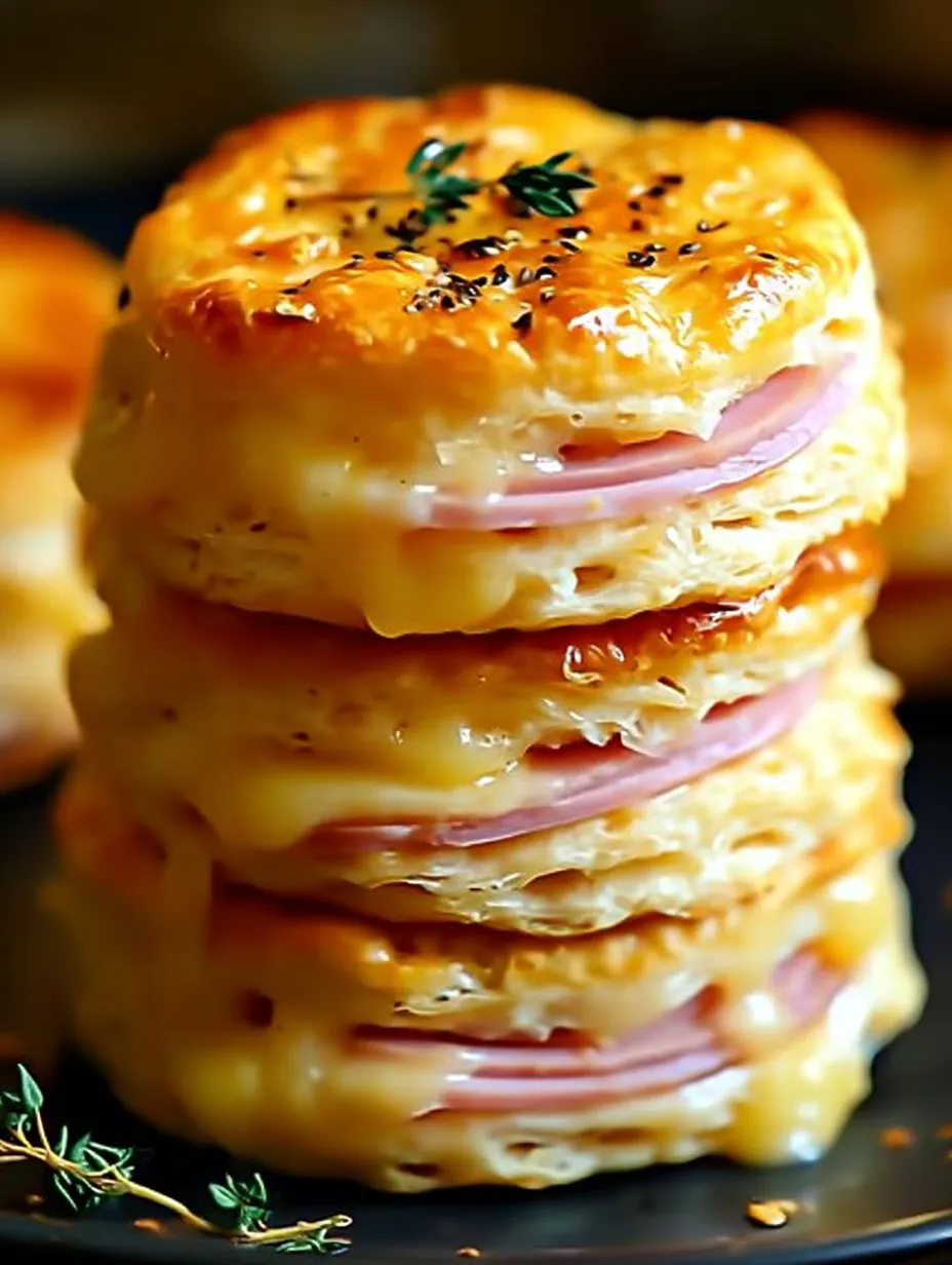 A stack of ham and cheese sandwiches.