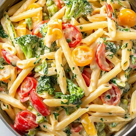 A bowl of pasta with broccoli and tomatoes.