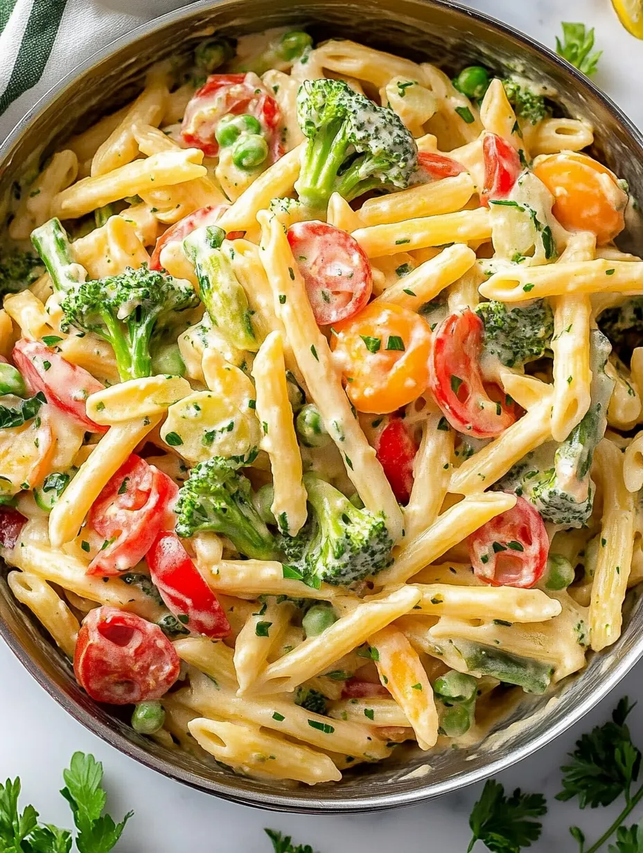 A bowl of pasta with broccoli and tomatoes.