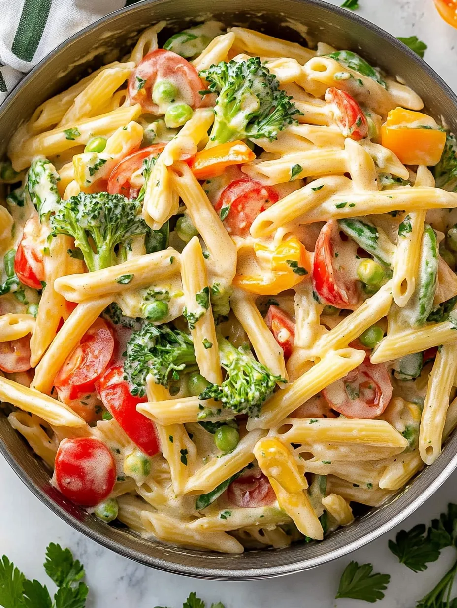 A bowl of pasta with broccoli and tomatoes.