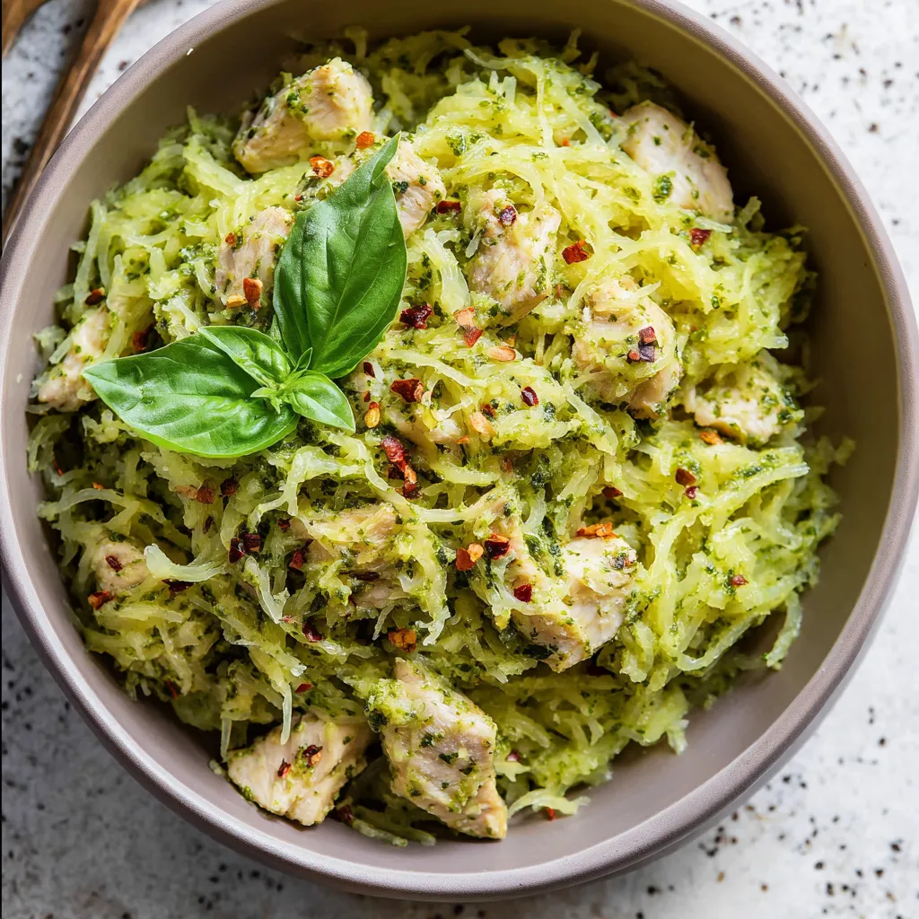 Chicken Pesto Spaghetti Squash.