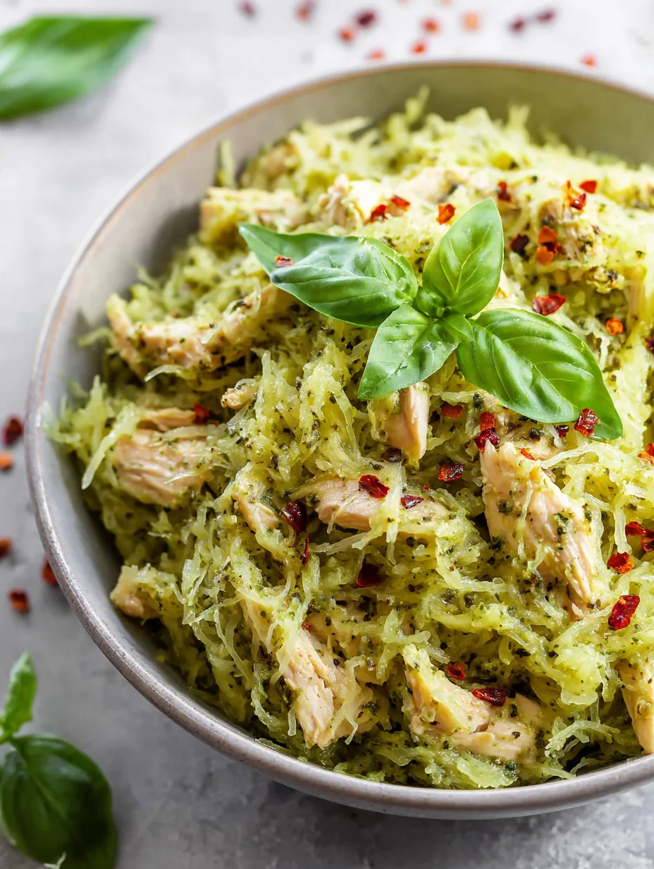 Chicken Pesto Spaghetti Squash paleo dinner