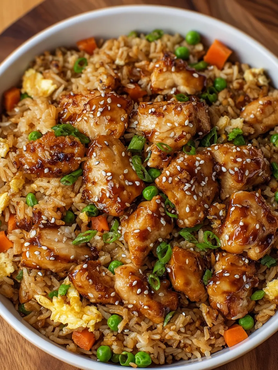 A bowl of rice and chicken.