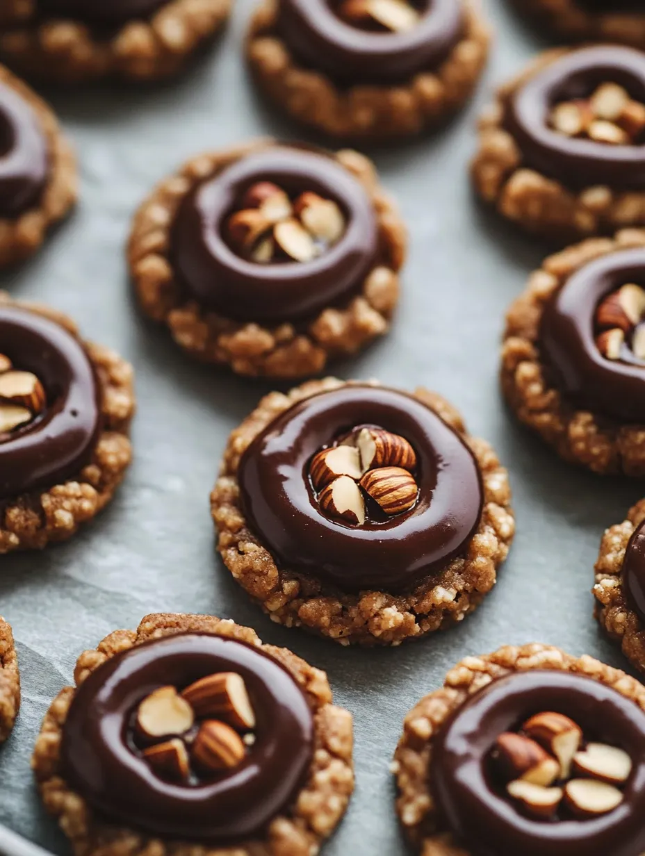 Chocolate cookies with almonds.