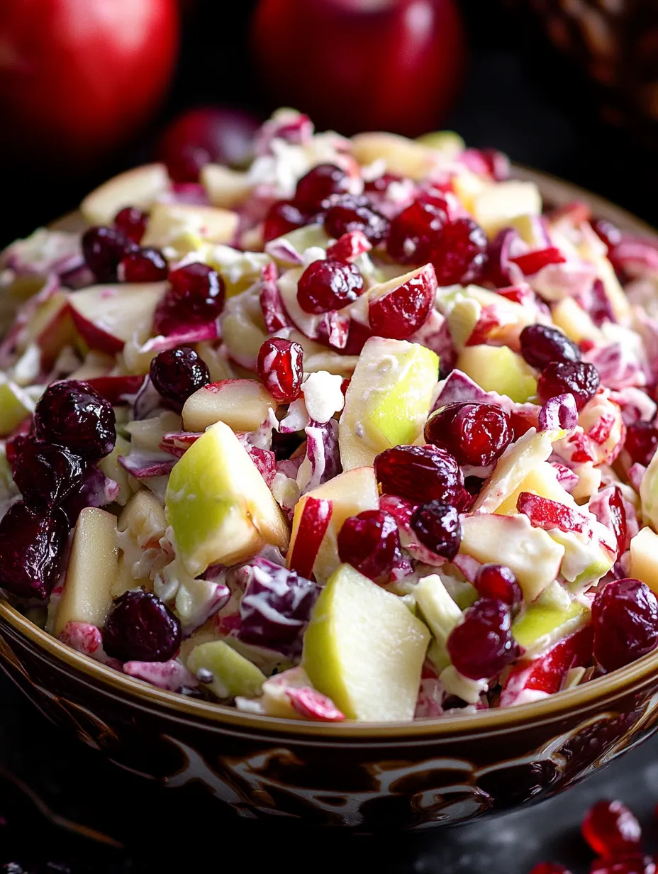 A bowl of fruit salad with red berries and apples.