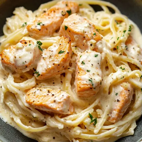 A bowl of pasta with chicken and cheese.