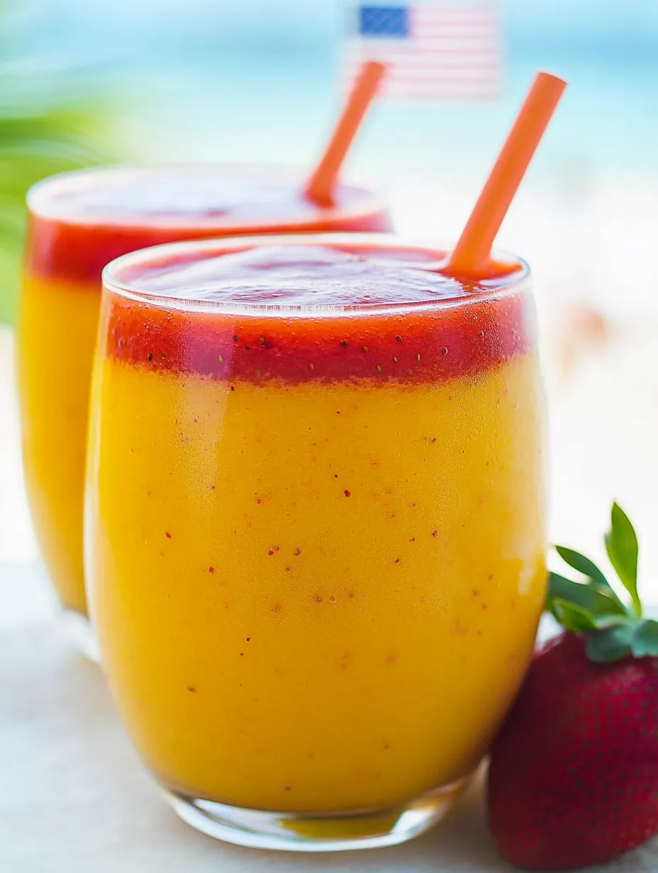 Two glasses of orange juice with straws in them.