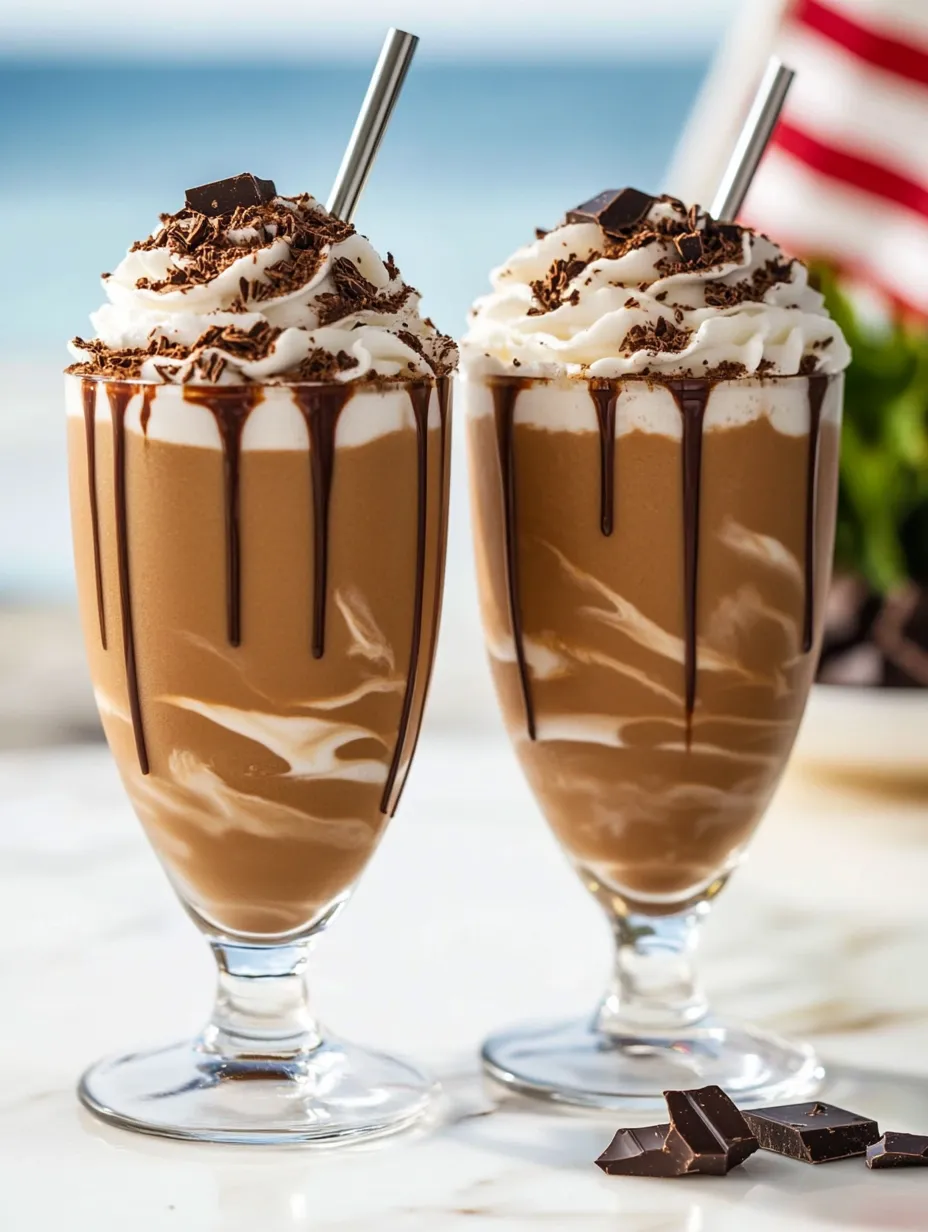 Two glasses of chocolate milk.