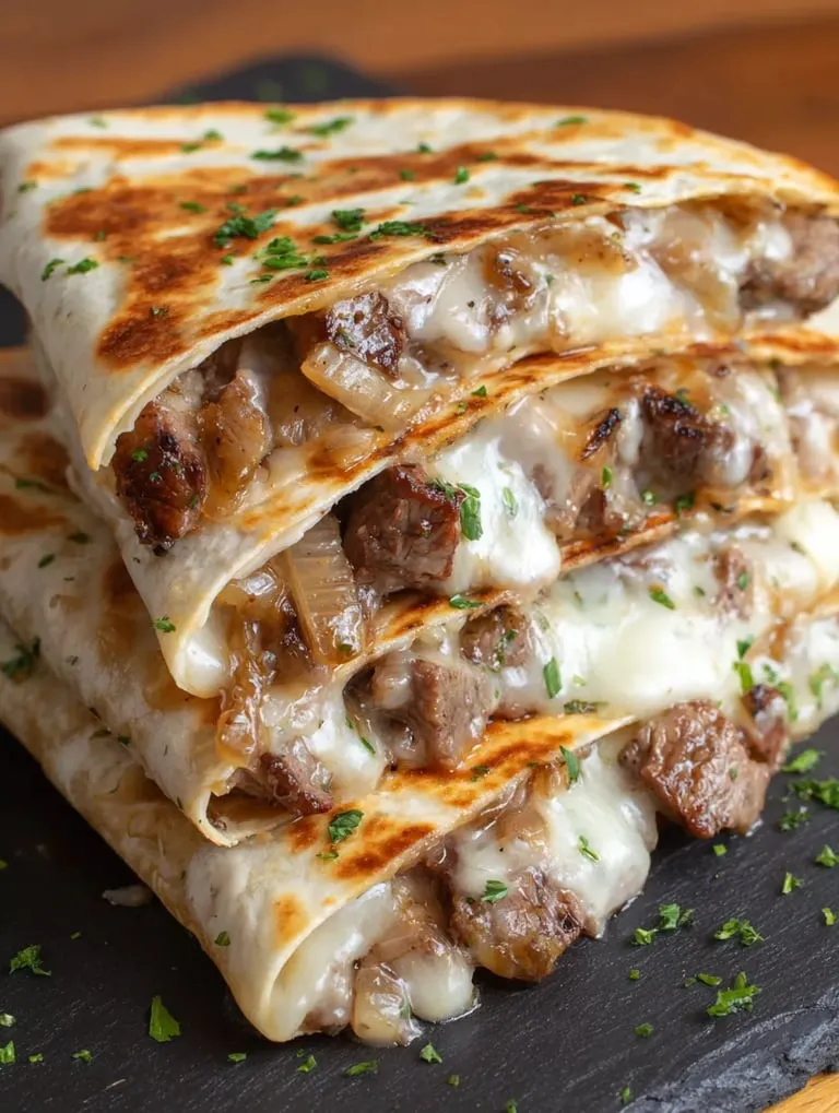 A stack of meat and cheese filled burritos.
