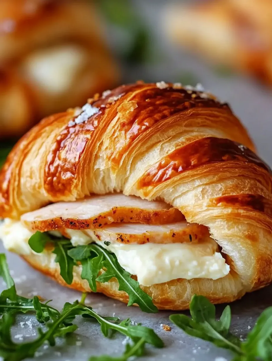 A croissant sandwich with meat and cheese.