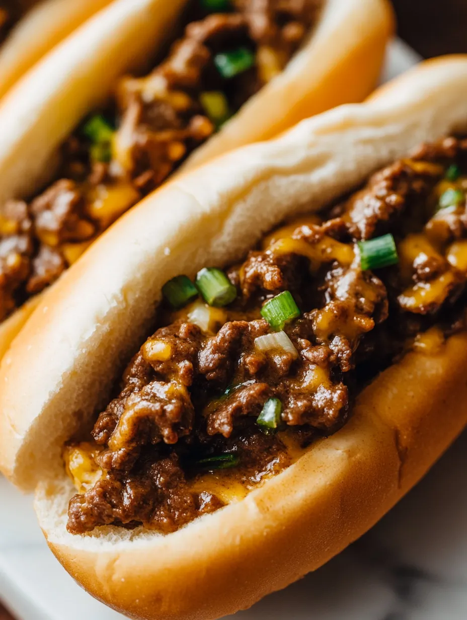 Two chili cheese hot dogs on a white plate.