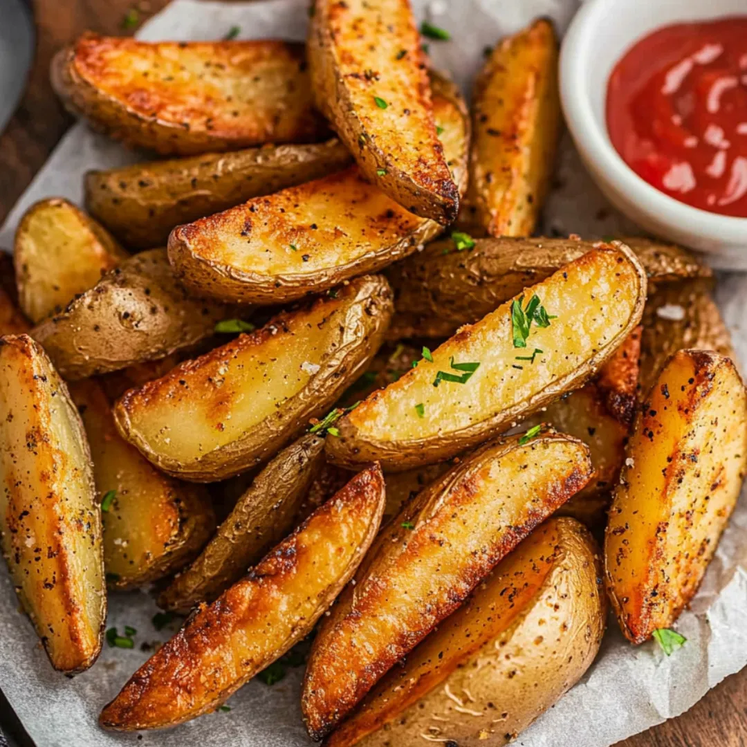 A plate of fries with ketchup on the side.