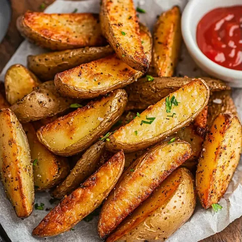 A plate of fries with ketchup on the side.