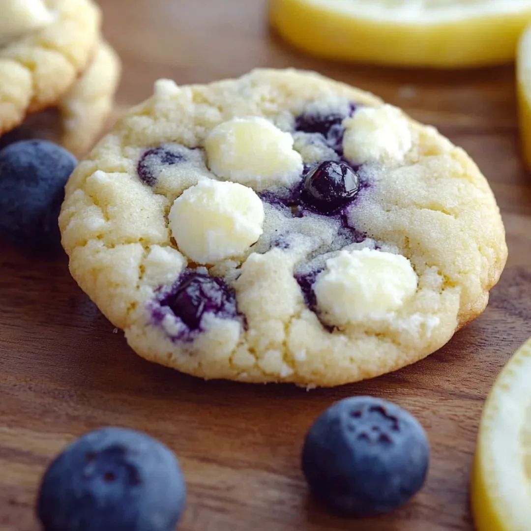 A blueberry cookie with white cream.