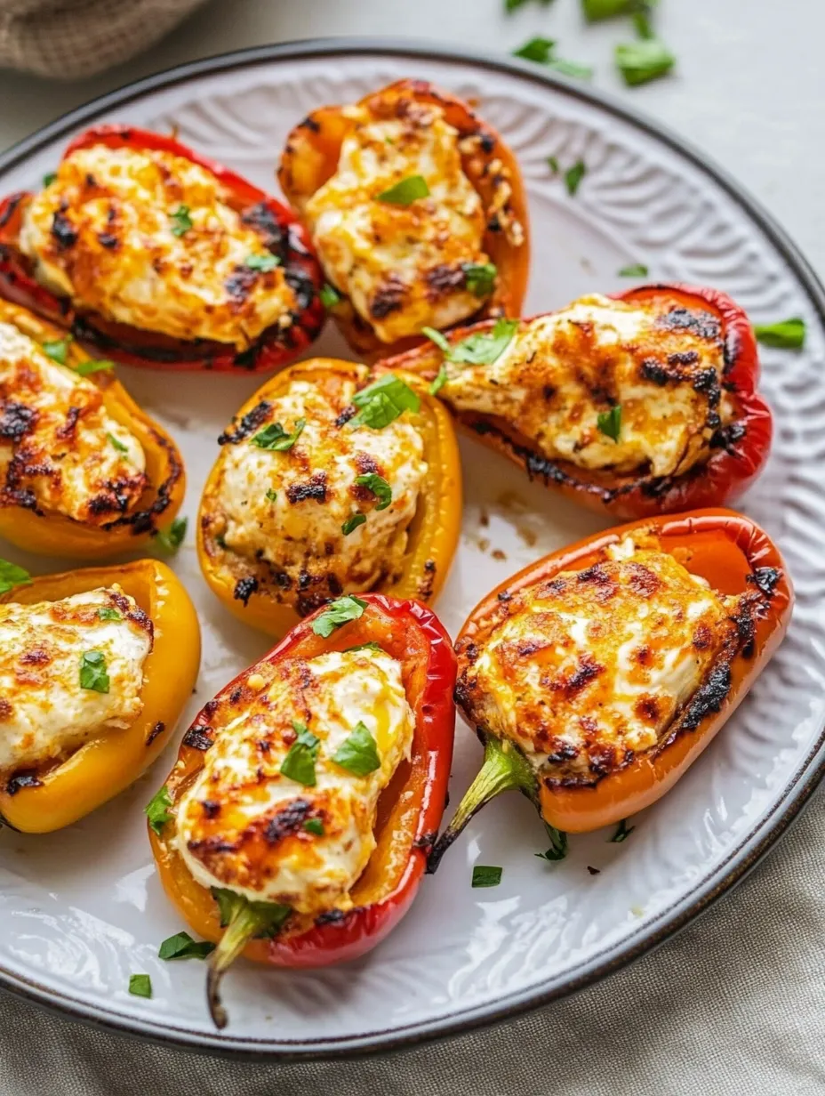 A plate of peppers with cheese on top.