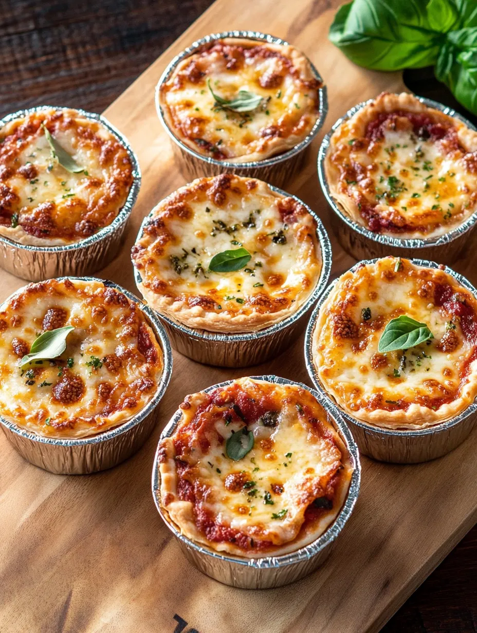 A tray of mini pizzas with cheese and spinach.