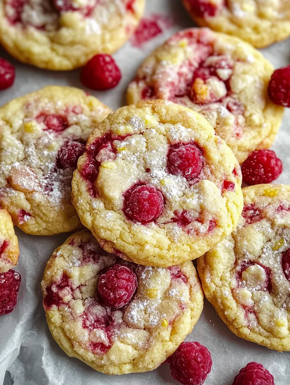 Cookies with raspberries on top.