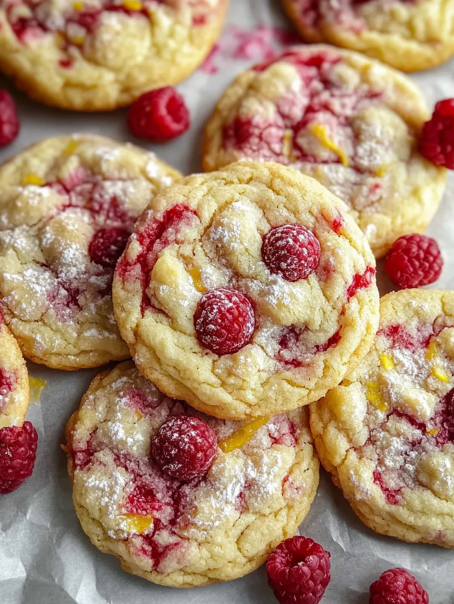 Cookies with raspberries on top.